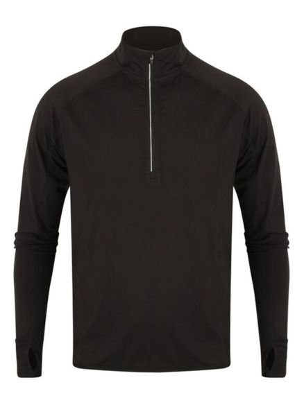 1/4 zip tee-shirt sport publicitaire | Long sleeved 1/4 zip top Black