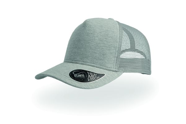 Casquette 5 pans style trucker en jersey publicitaire | Rapper jersey Light Grey