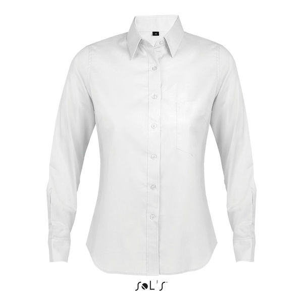 Chemise personnalisée femme manches longues | Business Women Blanc