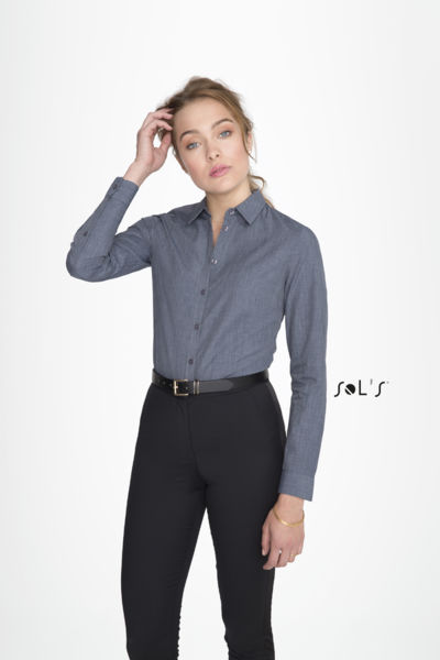 Chemise publicitaire femme popeline chinée | Barnet Women