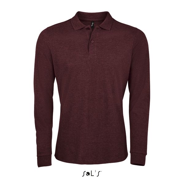 Polo personnalisé piqué manches longues homme | Perfect LSL Men Oxblood chiné