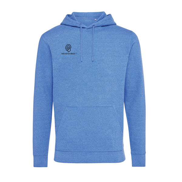 Sweat personnalisé | Sweat à capuche en coton recyclé et non teinté Heather Blue