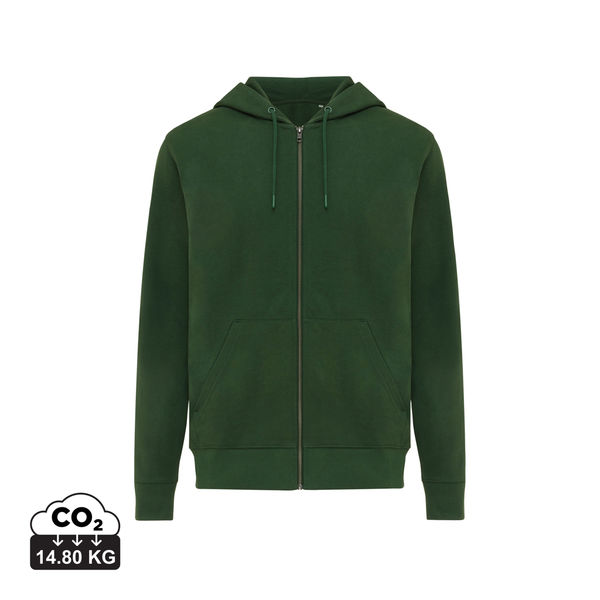 Sweat personnalisé | Sweat à capuche avec zip en coton recyclé Forest Green