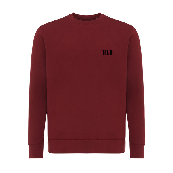 Sweat personnalisé | Sweater léger à col rond en coton recyclé rouge bordeaux