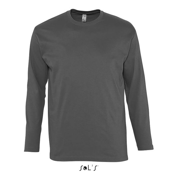 Tee-shirt personnalisé homme col rond manches longues | Monarch Gris foncé