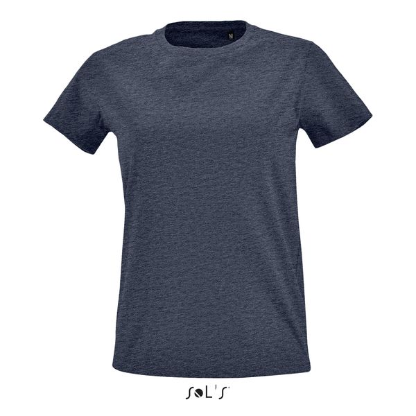 Tee-shirt publicitaire femme col rond ajusté | Imperial Fit Women Denim chiné