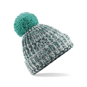 Bonnet à pompon en maille torsadée personnalisé | Karekare Turquoise Twist