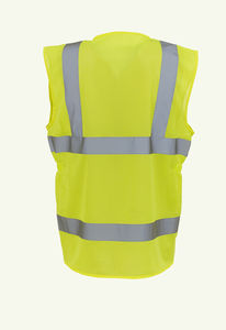 Gilet fluo cintré personnalisé femme avec avec détails réfléchissants | Minfoumbe Fluo Yellow