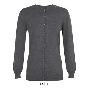 Cardigan personnalisé femme col rond | Griffin Anthracite chiné