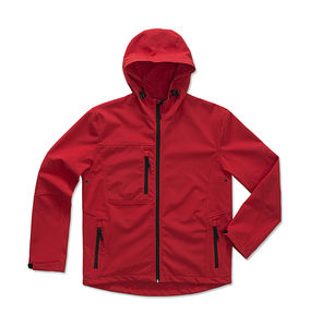 Softshell publicitaire homme manches longues avec capuche | Active Softest Shell Hooded Jacket Crimson Red