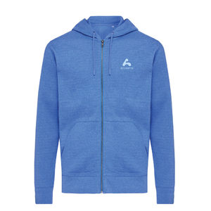 Sweat personnalisé | Sweat à capuche avec zip en coton recyclé Heather Blue