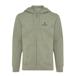 Sweat personnalisé | Sweat à capuche avec zip en coton recyclé Heather Green