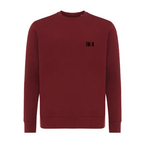 Sweat personnalisé | Sweater léger à col rond en coton recyclé rouge bordeaux