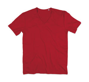 T-shirt publicitaire homme manches courtes col en v | Shawn V-neck Men Crimson Red