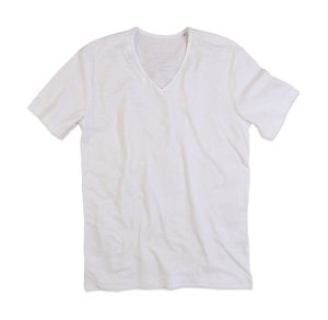 T-shirt publicitaire homme manches courtes col en v | Shawn V-neck Men White