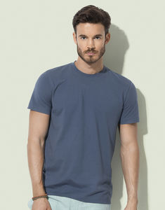 T-shirt personnalisé homme manches courtes | James Crew Neck Men Denim Blue