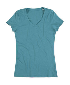 T-shirt publicitaire femme manches courtes col en v | Lisa V-neck Women Aqua Heather