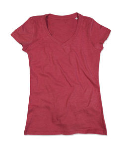 T-shirt publicitaire femme manches courtes col en v | Lisa V-neck Women Cherry Heather