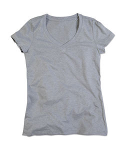 T-shirt publicitaire femme manches courtes col en v | Lisa V-neck Women Grey Heather