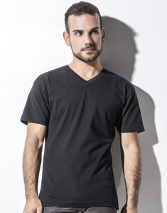 T-shirt publicitaire homme manches courtes col en v | James Black