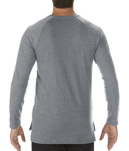 T-shirt publicitaire unisexe manches longues | Long and Lean Raglan LS Heather Graphite