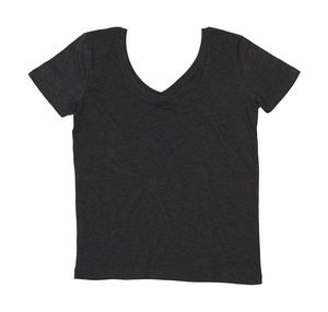 T-shirt publicitaire femme manches courtes col en v | Abo Charcoal Grey Melange