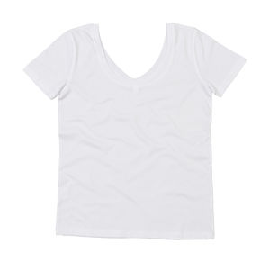 T-shirt publicitaire femme manches courtes col en v | Abo White